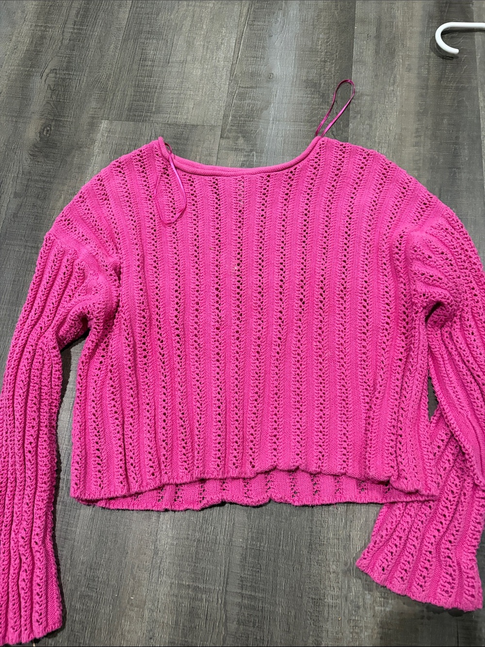 Billabong Open-Knit Crop Sweater in Hot Pink